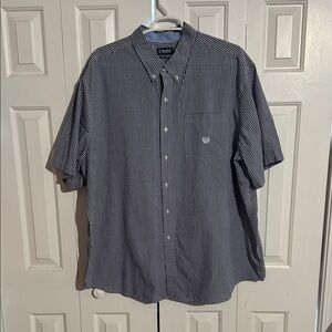 Chaps Men's Navy Checkered Button Down Shirt